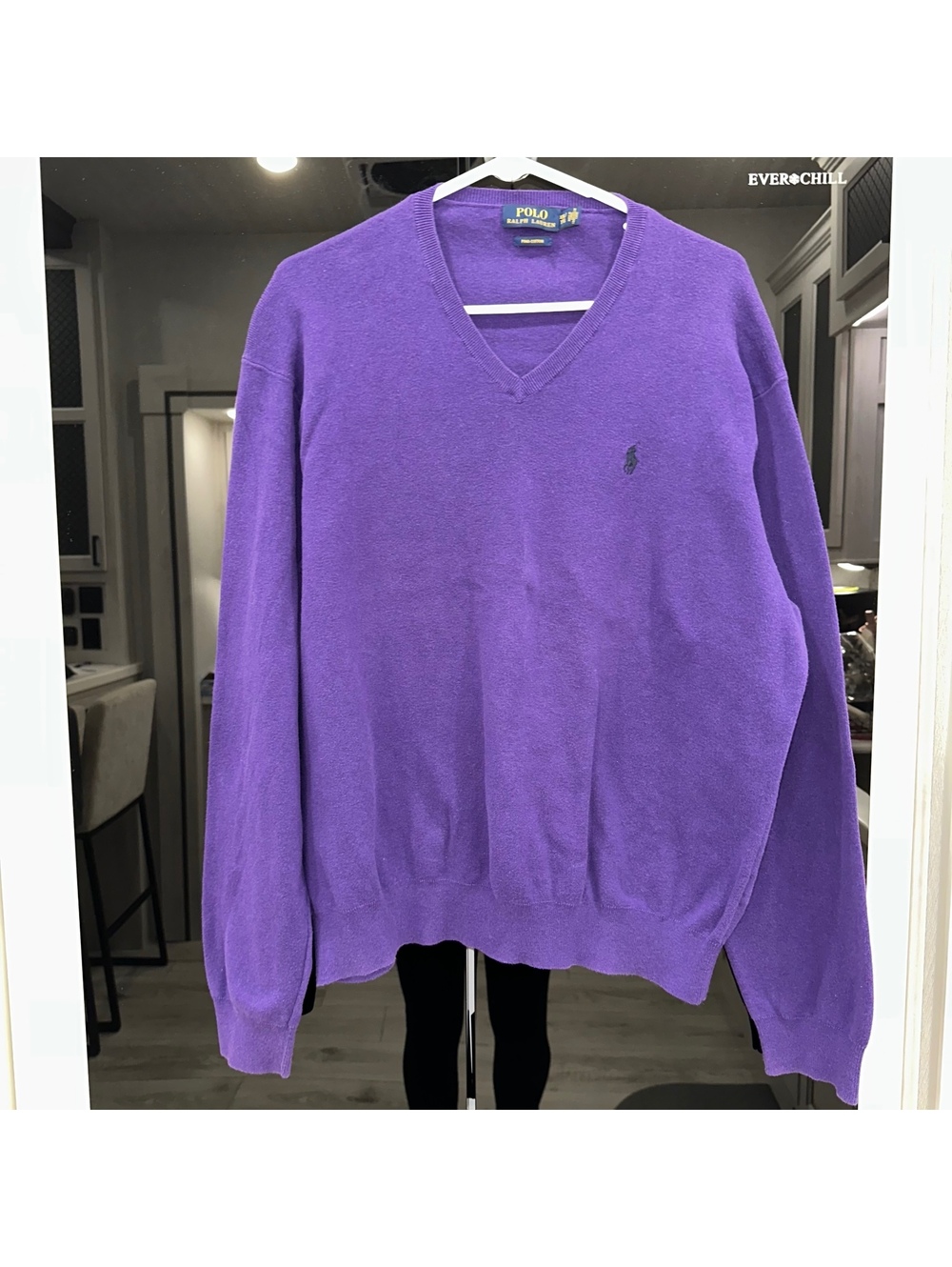 Vintage Polo Ralph Lauren Purple Pima Cotton V-Neck Sweater XXL 100% Cotton